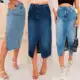 Saia Jeans Feminina Longa Cintura Alta Evangélica Midi Com Abertura em oferta