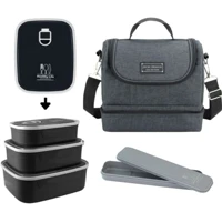 Imagem da promoção Kit 5 Pçs Bolsa Térmica + Potes Marmita + Porta Talher Preto