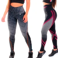 Imagem da promoção KIT 2 Leggings Cintura Alta Mescla Sublimada 0%Transparência Tecido Compressão