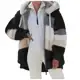 Jaqueta Feminina Com Capuz De Pelúcia Multicolorida Para Outono/Inverno em oferta