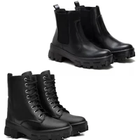 Imagem da promoção Kit 2 Botas Coturno Feminina Chelsea com Elástico na Lateral Tratorada Preto e Coturno de Cadarço Tr