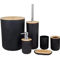 Imagem da promoção Kit Conjunto para Banheiro Bambu 6 Peças, Preto