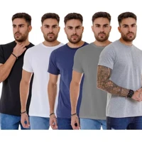 Imagem da promoção Kit 5 Camisetas Masculina Básica Slim Fit Algodão Lisa