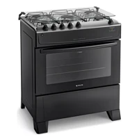 Imagem da promoção Fogão 5 Bocas Preto A Gás Com Mesa Inox Atlas Mônaco Top Bivolt 110/220V