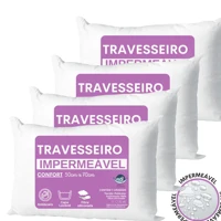 Imagem da promoção Kit de 4 Travesseiros impermeável 50x70 Lavável Fibra Siliconada antialérgico