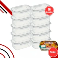 Imagem da promoção Kit Marmitas Fitness 500ml Para Freezer E Microondas Potes Plásticos com Trava Hermético