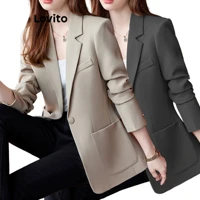 Imagem da promoção Lovito Blazer Lisa com Botões na Frente Elegante para Mulheres LNE21205 (Multicolorido)