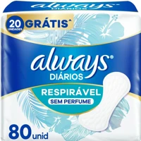 Imagem da promoção Protetores Diários Diários Sem Perfume Respirável Always 80 unidades