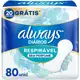 Protetores Diários Diários Sem Perfume Respirável Always 80 unidades em oferta