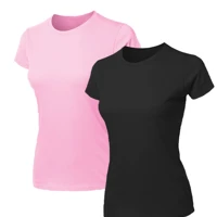 Imagem da promoção Kit 2 Blusas Feminina Camiseta Lisa Básica Algodão Camisa Baby Look