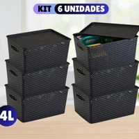 Imagem da promoção Kit Com 6 - Cesto Caixa Organizadora Rattan - 4 Litros