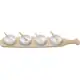 Conjunto Bandeja de Bambu com 4 Molheiras e 4 Colheres de Bambu 48cm x 9,5cm - Lyor em oferta