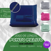 Imagem da promoção Jogo de Lençol 03 Peças 400 Fios Cama Solteiro Casal Queen King Percal Ponto Palito