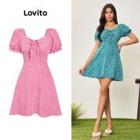 Imagem da promoção Lovito Casual Vestido Feminino Floral com Zíper LBA05078 (Verde)