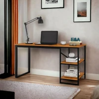 Imagem da promoção Mesa Home Office C/prateleiras De Metal E&A - Preto/Canela