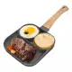 Frigideira Antiaderente 4 Partes Ovo Hambúrguer Alça Madeira Panela - time em oferta