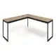 Mesa Em L Industrial Escrivaninha De Canto Nórdico Vintage Ferro E Madeira Laminada Com Preto E-led em oferta