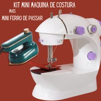 Imagem da promoção Kit Mini Ferro de Passar Mais Mini Maquina De Costura Bivolt 110/220v