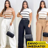 Imagem da promoção Calça Social Feminina ZARA Modelo Pantalona Alfaiataria Com Cinto Zara Lançamento Moda Zara Luxo Ele