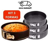 Imagem da promoção Kit 3 Formas De Bolo Torta Com Fundo Removível Antiaderente - HUVI