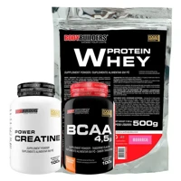 Imagem da promoção Kit Whey Protein 500g + BCAA 100g+ Power Creatina 100g - Bodybuilders