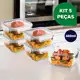 Kit 5 Potes Marmita 400ml Tampa Com Trava Hermético Quadrado Premium em oferta