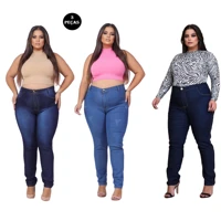 Imagem da promoção KIT 3 Calça Jeans Feminina Plus Size Cintura Alta Com Lycra Elastano Premium efeito Empina Bumbum Pr