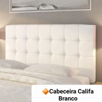 Imagem da promoção Cabeceira de Cama Casal 1,40 Estofada Branco Courino Semi Sintético