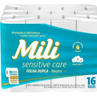 Imagem da promoção Mili Papel Higiênico Sensitive Care 30m Folha Dupla Neutro -16 rolos