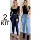 Kit 2 Calça Jeans Feminina Com Elastano Skinny Efeito Levanta Bumbum Cintura Alta em oferta