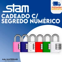Imagem da promoção Kit 1/2/3 Cadeado Original Stam Segredo Numérico (Várias Cores) 25mm Mala, Mochilas, Armários, Bolsa