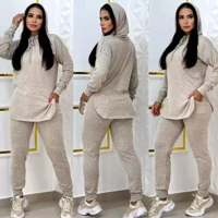 Imagem da promoção Conjunto Lãzinha feminino, com capuz, manga longa e bolso, perfeito para as estações outono/inverno.