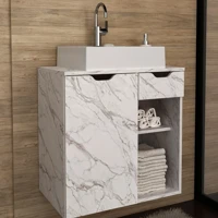 Imagem da promoção Armário de Banheiro 1 Porta 1 Gaveta Mármore Branco Bn3605 - Tecno Mobili