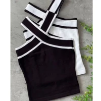Imagem da promoção Cropped Trico Modal Feminino Com Listras Cruzado Moda Verão