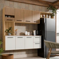 Imagem da promoção Armário De Cozinha Juliana Completo Com 7 Portas E 2 Gavetas Suspenso Cor Off Ripado Maxi Brasil