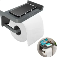 Imagem da promoção Suporte Porta Papel Higiênico Apoio de Celular Lenço Umedecido Parede Adesivo Banheiro Rolo