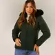 Jaqueta Puffer Feminina Capuz Removível Forro Pelinho Moda Outono Inverno Quentinha Confortável em oferta