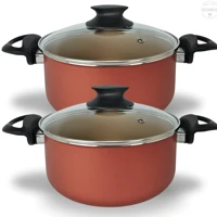 Imagem da promoção Kit Panelas Caçarolas 02 Peças TAMANHO GRANDE 22 e 24 cm Antiaderente 5 Camadas De Teflon Cor Cereja