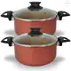 Kit Panelas Caçarolas 02 Peças TAMANHO GRANDE 22 e 24 cm Antiaderente 5 Camadas De Teflon Cor Cereja em oferta