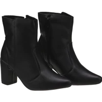 Imagem da promoção Bota Coturno Feminina Salto Bloco Grosso Bico Fino Cano Curto Blogueira
