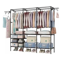 Imagem da promoção Arara Cabideiro Closet Roupas Sapateira Cabides Triplo Cor Preto