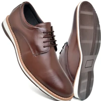 Imagem da promoção Sapato Casual Sapatenis Oxford Derby Confortável Marrom Preto Couro Sintético Presente Dia Dos Pais