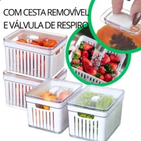 Imagem da promoção Organizador de Geladeira 3,8L Kit 4, 3, 2 ou 1 Uni com Tampa Grande Transparente Acrílico Trava Pote