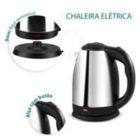 Imagem da promoção Chaleira Elétrica Térmica Bule Desligamento Automático Com Tampa Inox 1,8L