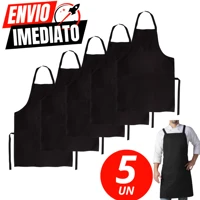 Imagem da promoção Kit 5 Avental De Pvc Preto Forrado Impermeável Engate Rapido Cozinha Açougueiro Churrasqueiro Peixar