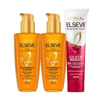 Imagem da promoção Kit 2 Óleos Extraordinario para Cabelo Elseve, 100ml + Leave-In Elseve Reparação Total 5 Cicatri Ren