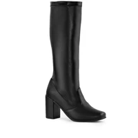 Imagem da promoção Bota Feminina Lumiss Cano Longo Stretch Bico Quadrado Salto Alto Grosso Confortável Montaria Macia F