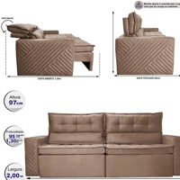 Imagem da promoção Sofá Retrátil e Reclinável 2,00m Cama inBox Charm Velusoft Castor