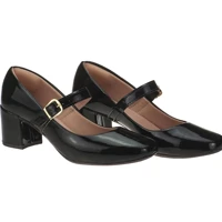 Imagem da promoção Sapato Feminino Scarpin Boneca Bico Quadrado Retro Conforto Macio Salto Medio Delicado Preto