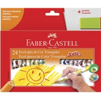 Imagem da promoção Lápis de Cor, Faber-Castell, Ecolápis Triangular Jumbo + Apontador com Depósito, 12.3024AP, 24 Cores
